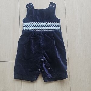 Rachel Riley Dark Blue Kids Overalls with Patterned Waistband